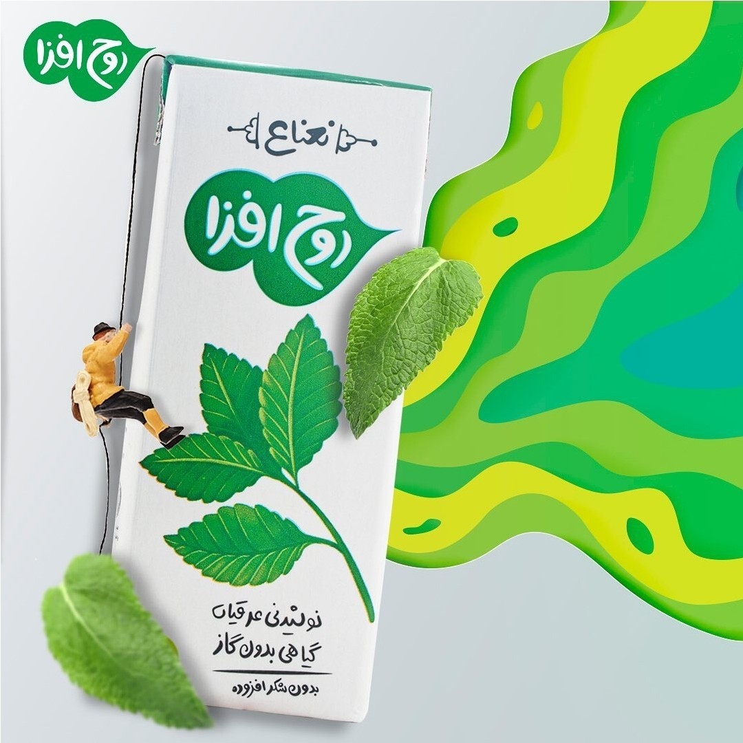 نوشیدنی عرقیجات پاکتی 200 سی سی روح افزا با طعم نعنا کارتن 32 عددی