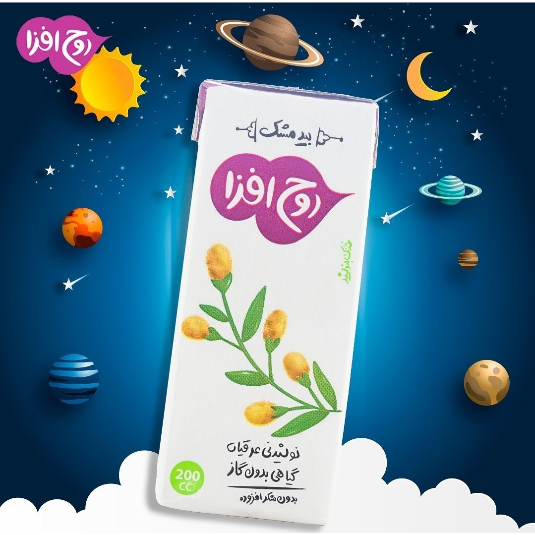 نوشیدنی عرقیجات پاکتی 200 سی سی روح افزا با طعم بیدمشک کارتن 32 عددی