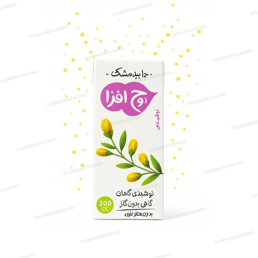 نوشیدنی عرقیجات پاکتی 200 سی سی روح افزا با طعم بیدمشک کارتن 32 عددی